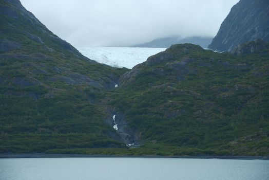 blue ice of portage glacier in alaska
