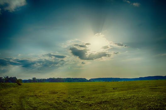 Sunset with sun rays