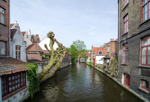 Canal in Bruges, cityscape of Flanders, Belgium