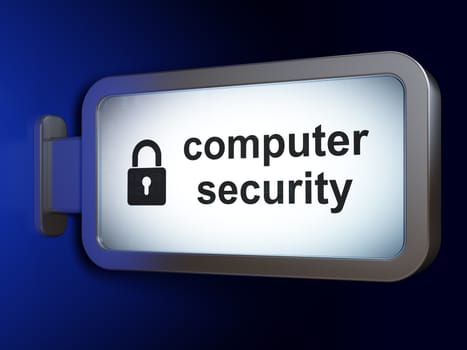 Privacy concept: Computer Security and Closed Padlock on advertising billboard background, 3d render