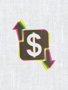 Finance concept: CMYK Finance on linen fabric texture background