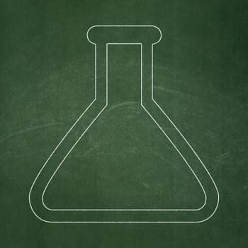 Science concept: Flask icon on Green chalkboard background