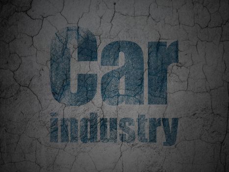 Industry concept: Blue Car Industry on grunge textured concrete wall background