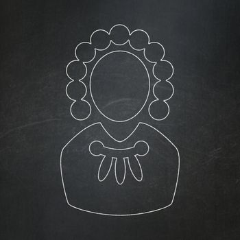 Law concept: Judge icon on Black chalkboard background