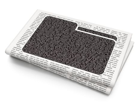 Business concept: Pixelated black Folder icon on Newspaper background