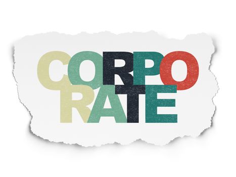 Finance concept: Painted multicolor text Corporate on Torn Paper background