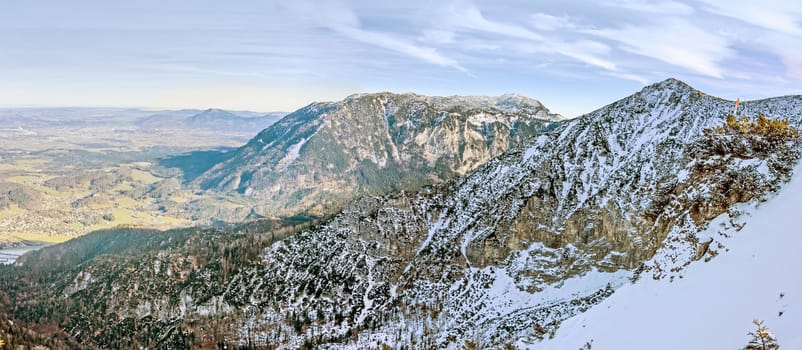 Panorama. Germany, Bad Reichenhall, mountain range Predigtstuhl. Crest and valley