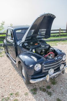 VERONA, ITALY - SEPTEMBER 27: Topolino car. Topolino Autoclub Italia organizes a gathering on Lake Garda Sunday, September 27, 2014. Cars and enthusiasts from all over Italy.