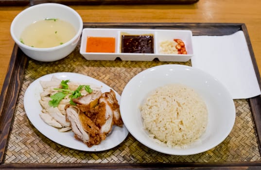 Hainanese Chicken Rice - Mixed Boil Chicken and Crisy Chicken