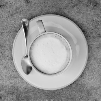 Black and White A cup of cafe latte