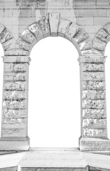 stone arch of an italian palace suitable as a frame or border.