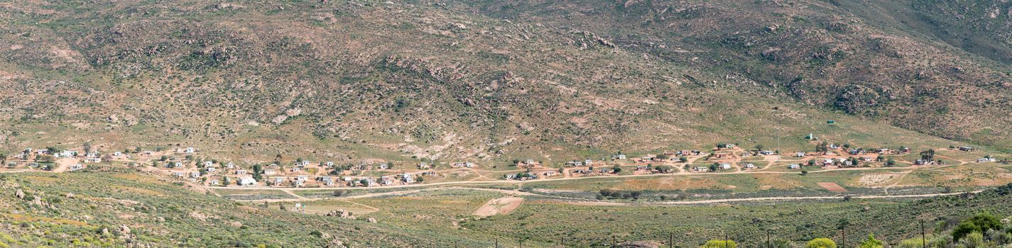 SPOEGRIVIER, SOUTH AFRICA - AUGUST 15, 2015: Panorama of Spoegrivier (spit river) in the Northern Cape Namaqualand region of South Africa