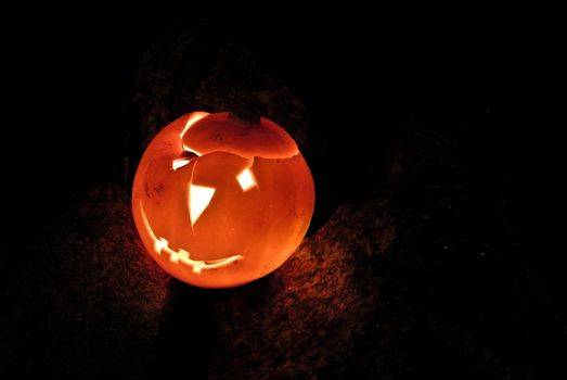 Lantern created with halloween pumpkin 