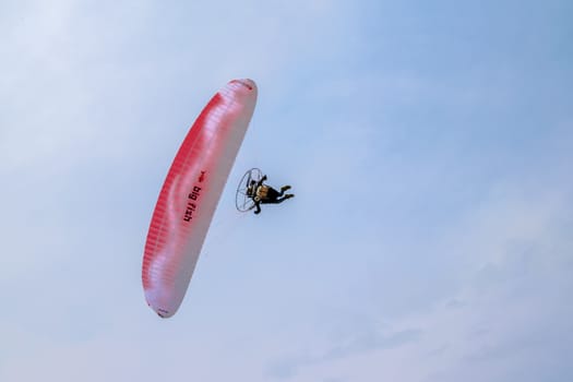 FERRARA, ITALY - SEPTEMBER 13: Ferrara ballon festival is a major annual gathering for fans of hot air balloons and paragliders on Ferrara Saturday, September 13, 2014.