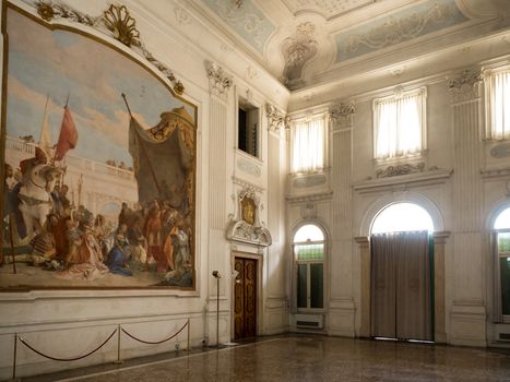 VICENZA, ITALY - MAY 13: Hall of Honour with the fresco "Alexander the Great with Darius' family" by Giambattista Tiepolo, inside villa Cordellina Lombardi in Vicenza on Wednesday, May 13, 2015.