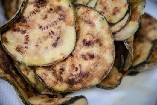 courgettes fried left to dry on paper towels