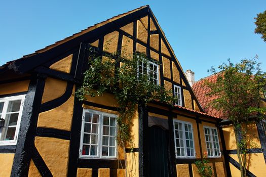 Traditional old classic style Danish house Faaborg Denmark                               
