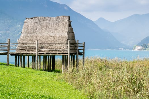 paleolithic pile-dwelling near Ledro lake, unesco site in north Italy