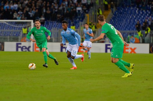 ITALY, Rome: Keita Balde of SS Lazio kicks the ball during a Group G match between SS Lazio and AS Saint-Etienne in the group stage of the UEFA Europa League at Rome's Olympic Stadium on October 1, 2015. SS Lazio  won the match with a score of 3-2.