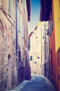 Narrow Alley  in Italian City of Pisa, Instagram Effect