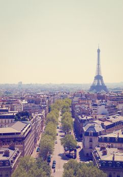 Bird's-eye View Panorama of Paris Boulevards, Instagram Effect