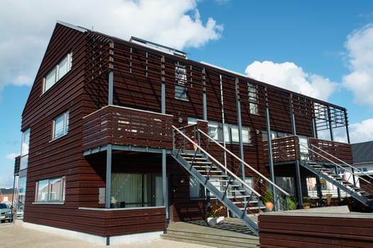 Modern trendy design wooden house office building Denmark                               