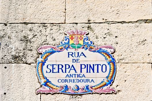 Street Sign on the Building of Portugal Town