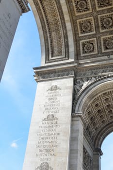 Detail of arch of Arc de triomphe