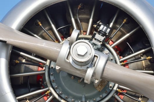 Extreme close up of aircraft Engine