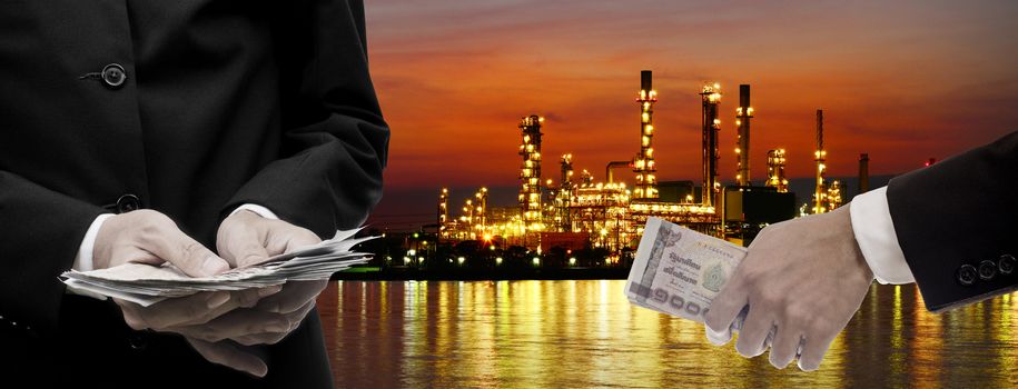 Make money from oil refinery business concept