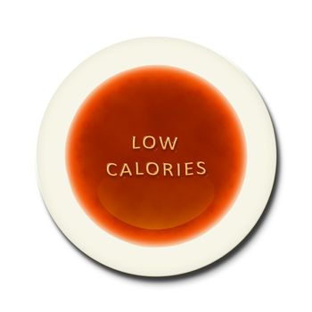 An alphabet soup with the words low calories