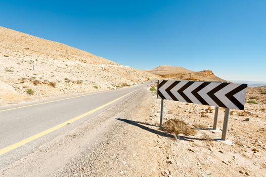 Asphalt Road in the Negev Desert in Israel