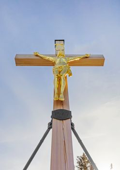 Jesus Christ monument on the mountain Predigtstuhl, city of Bad Reichenhall, Bavaria, Germany