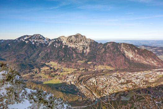 View over the city of Bad Reichenhall, Germany - from mountain named Predigtstuhl