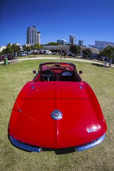 Gold Coast, QLD - SEPTEMBER 16: Chevy Corvettes and others on display at the Gold Coast "Corvettes on Display" classic car show at Gold Coast QLD , Australia September 16, 2013.