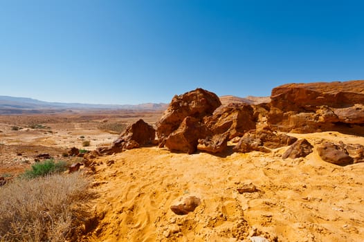 Big Stones of Grand Crater in Negev Desert, Israel