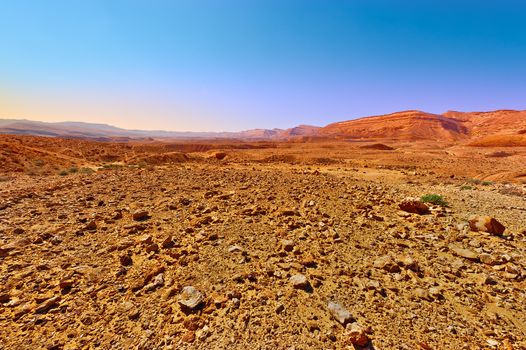 Rocky Hills of the Negev Desert in Israel, Sunset