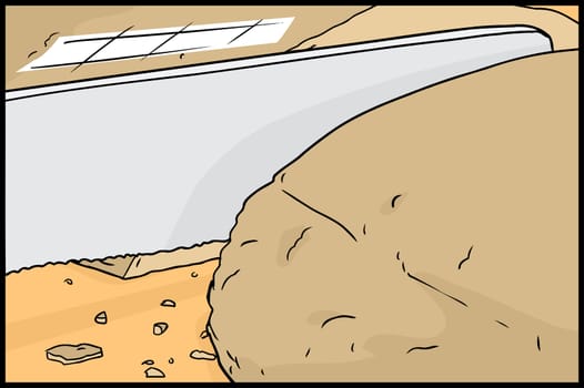 Cartoon of knife cutting through loaf of bread