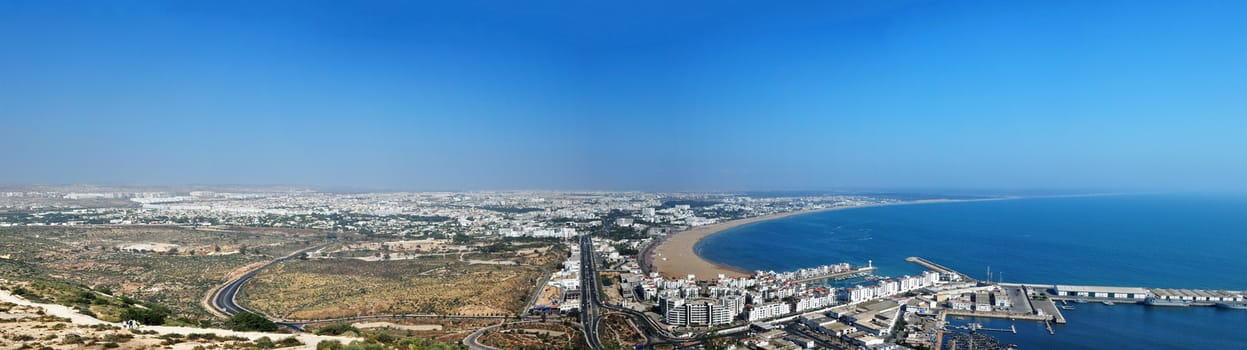agadir city morocco beach and ocean landscape panorama
