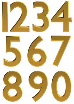 Gold 3d modern number font