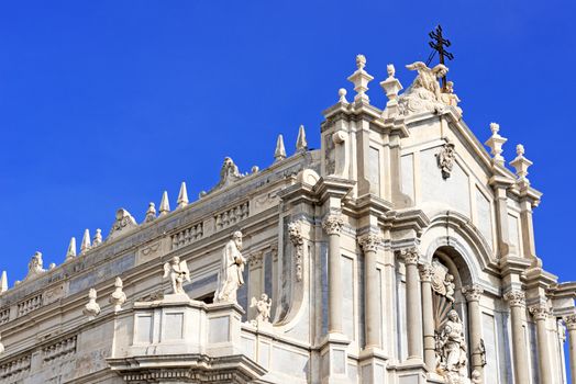 Piazza del Duomo in Catania and the Cathedral of Santa Agatha in Catania in Sicily, Italy