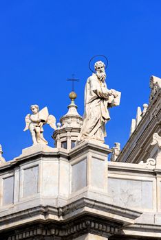 Piazza del Duomo in Catania and the Cathedral of Santa Agatha in Catania in Sicily, Italy