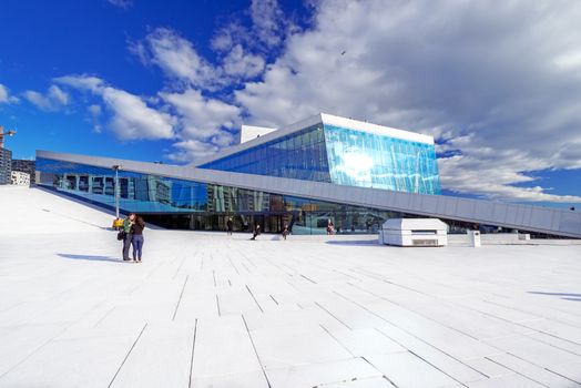 OSLO, NORWAY - SEPTEMBER 5: View on a side of the National Oslo Opera House on September 5, 2012, which was opened on April 12, 2008 in Oslo, Norway