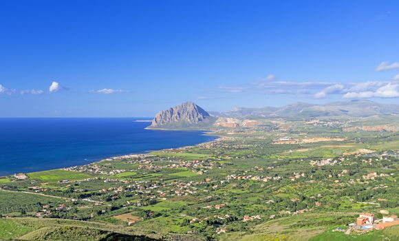 Bird view on Sicily coast, Italy