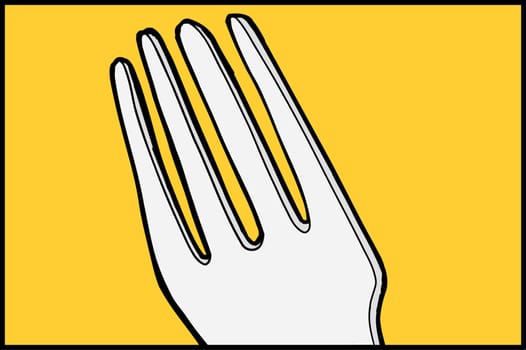 Cartoon close up of single fork over yellow