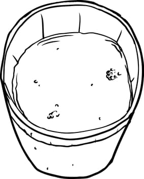 Cartoon outline of single glass cup full with drink
