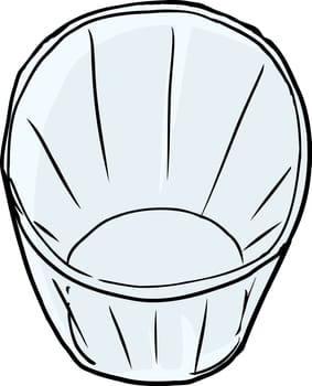 Top view cartoon of single empty drinking glass over white