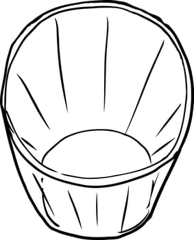 Top view outline cartoon of single empty drinking glass