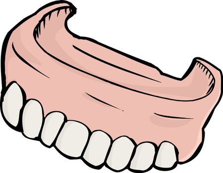 Close up illustration of dentures over white
