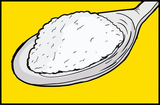 Illustration of single spoon with sugar inside